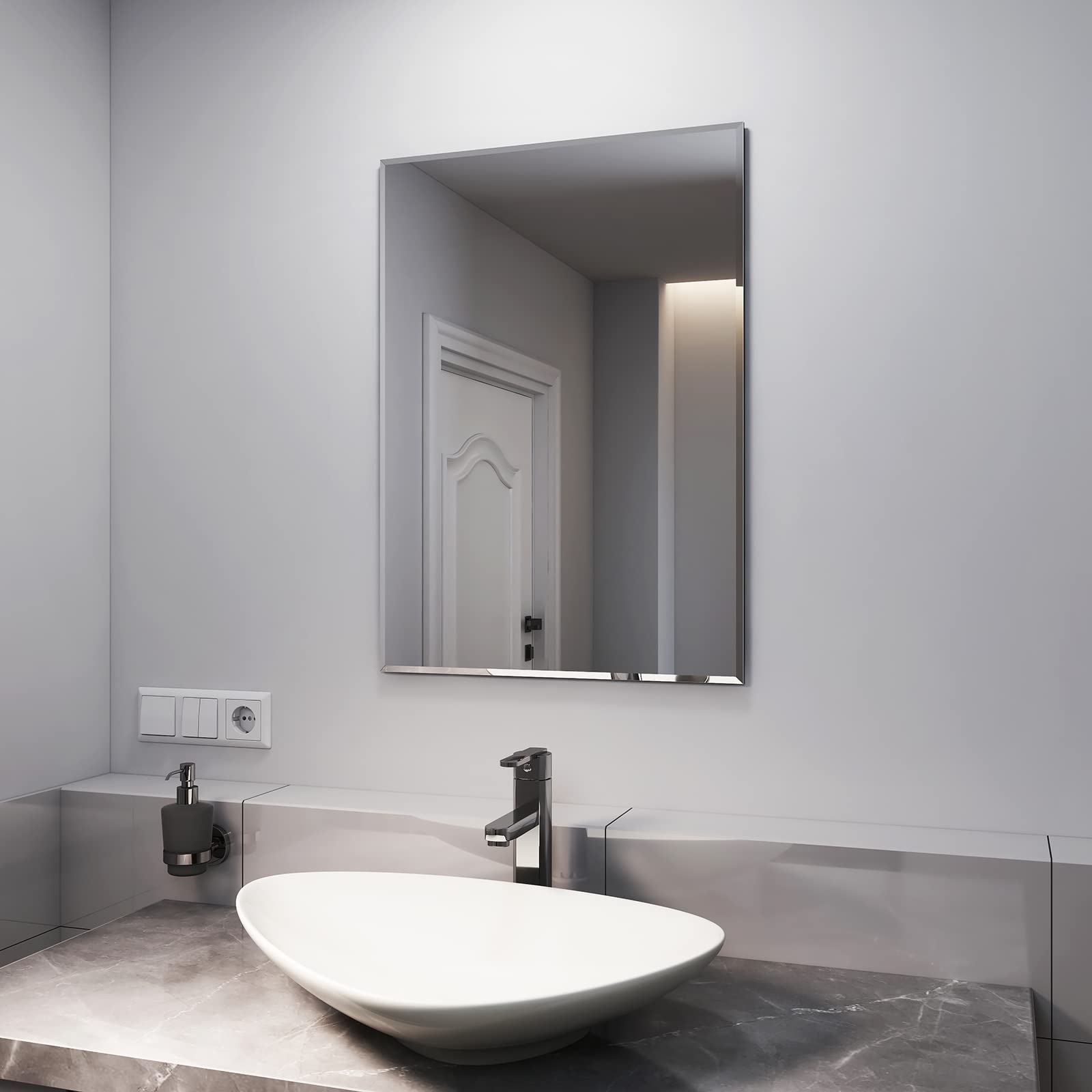 EMKE Bathroom Mirrors 500x700mm, Frameless Wall Mirror for Bedroom ...
