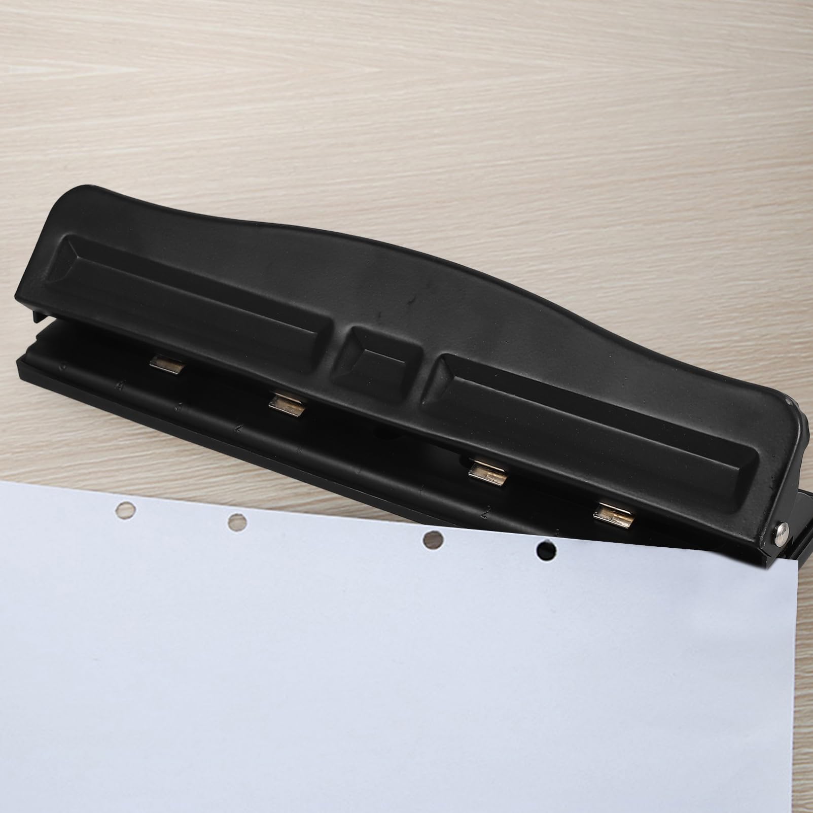 Perforatore Carta Nero a 4 Fori Regolabile per Scrapbooking | Plastica, Raccoglitore Trucioli Facile da Svuotare, Uso per Carta Craft e Forniture Ufficio