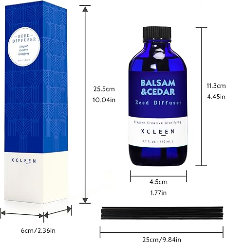 Miniatura 2 de Difusores de varillas para el hogar, difusor de bálsamo y cedro con palos, difusor de aceite aromático de 3.7 onzas para dormitorio, decoración de