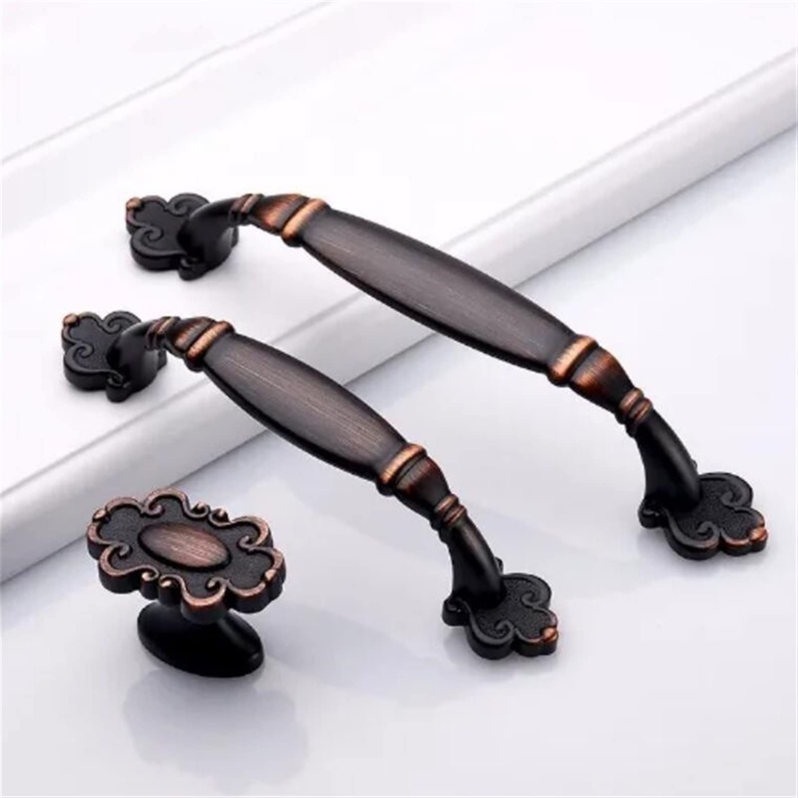 Retro Cabinet Door Black Wardrobe Drawer Door Handle Zinc Alloy Cupboard Single Hole Knob Handles 1Pcs (Color : 136mm Black)