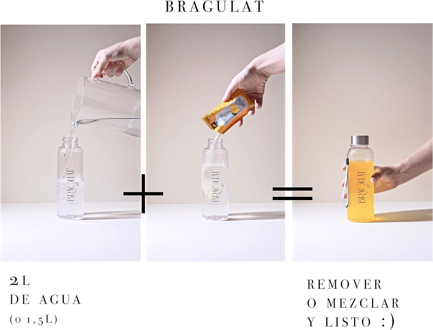 BRAGULAT | Zumo Concentrado de Frutas Sabor a COCO | Bebidas y Refrescos Instantáneas en Polvo | Sin Azúcar con fruta y Vitamina C | Agua con Sabor a Coco | 15 Sobres