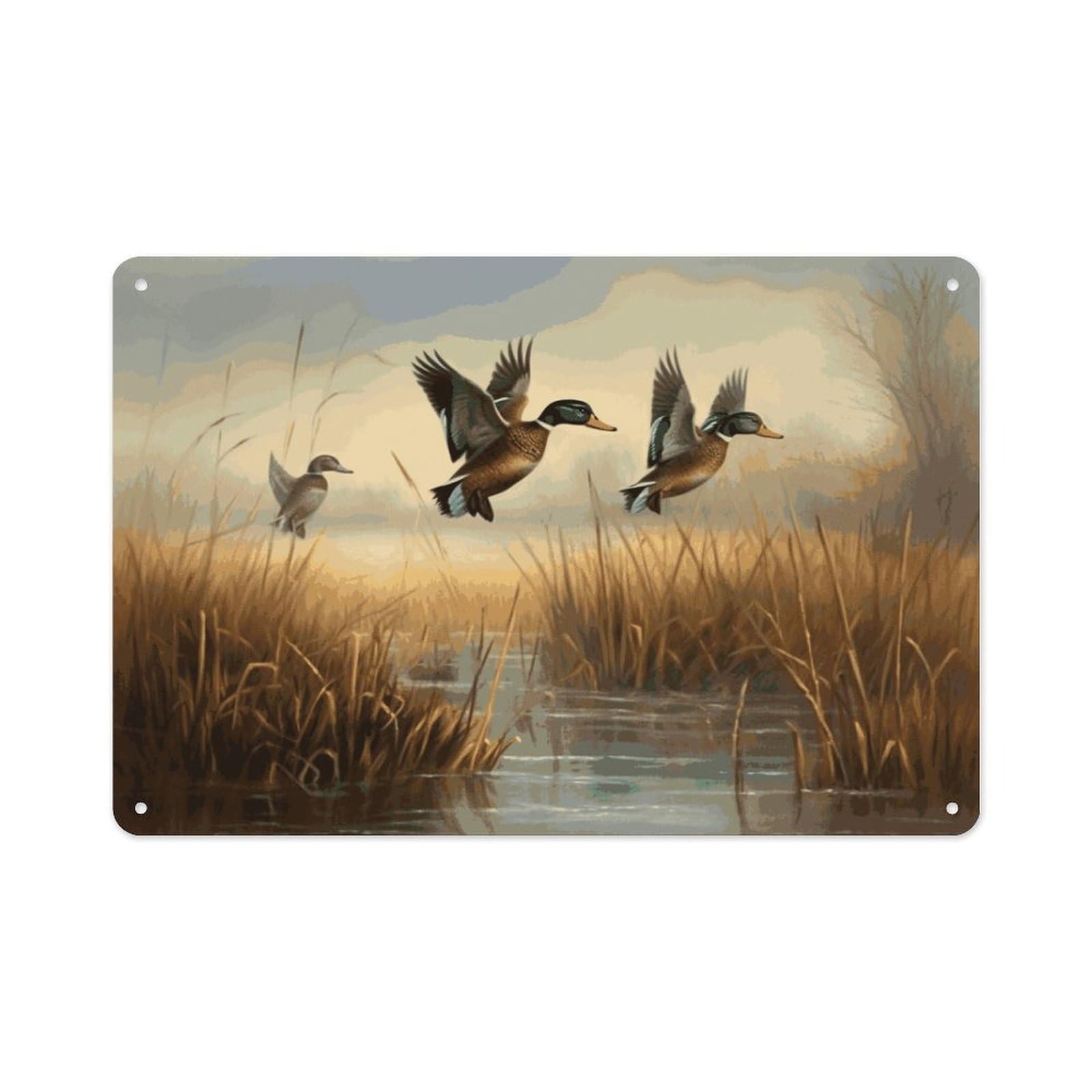 Btcowzrv Style Hunting Flying Wild Metal Sign 7.9 X 11.8 Inch, Aluminum Sign Wall Art Decor Easy To Install, Decorative Plaque For Home Bar Kitchen Pub Shop Garage
