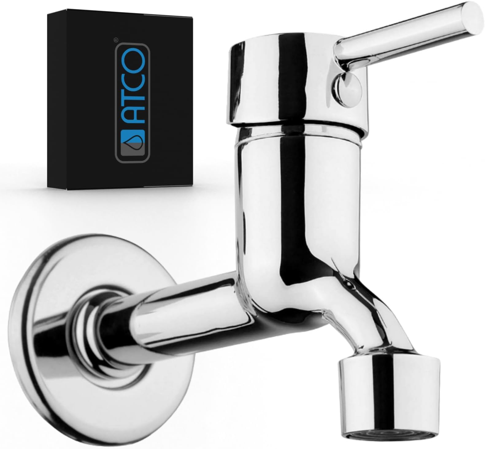 ATCONino cold water wall valve, cold water tap, wall fitting, wash basin tap, brass, chrome