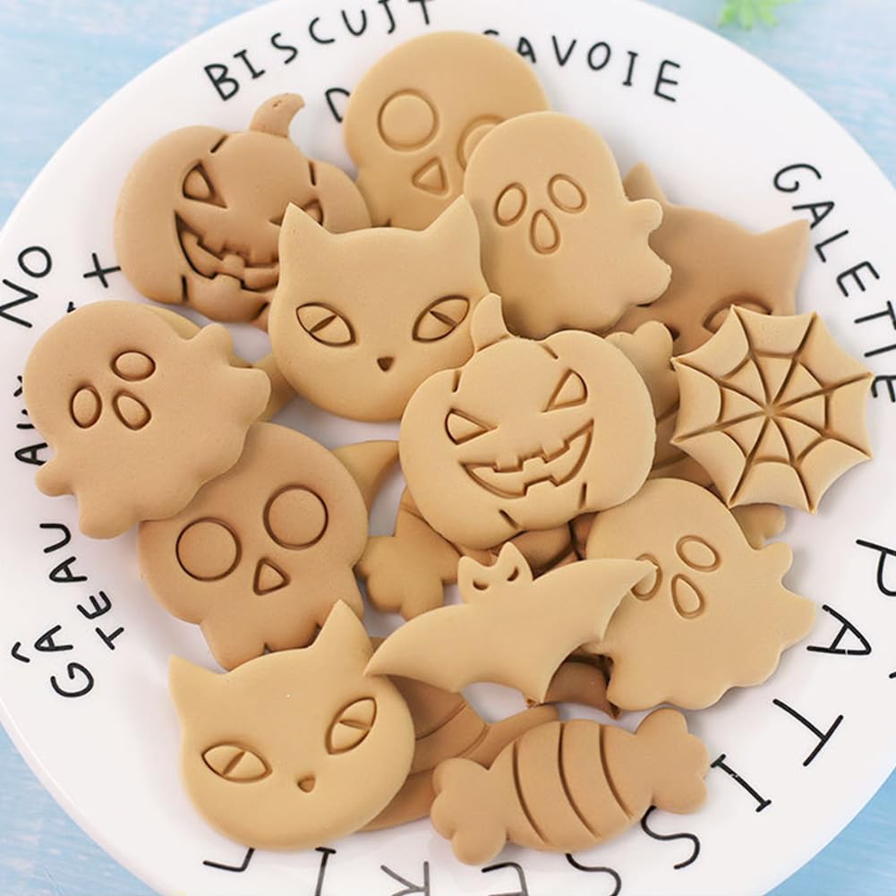 Emporte-pièces Sécurité Enfants HTTDSLF Lot De 20 Emporte-Pièces Halloween - Fantômes 3D, Yeux, Bouches, Pour Biscuits, Gâteaux Kit 20 Pièces Halloween