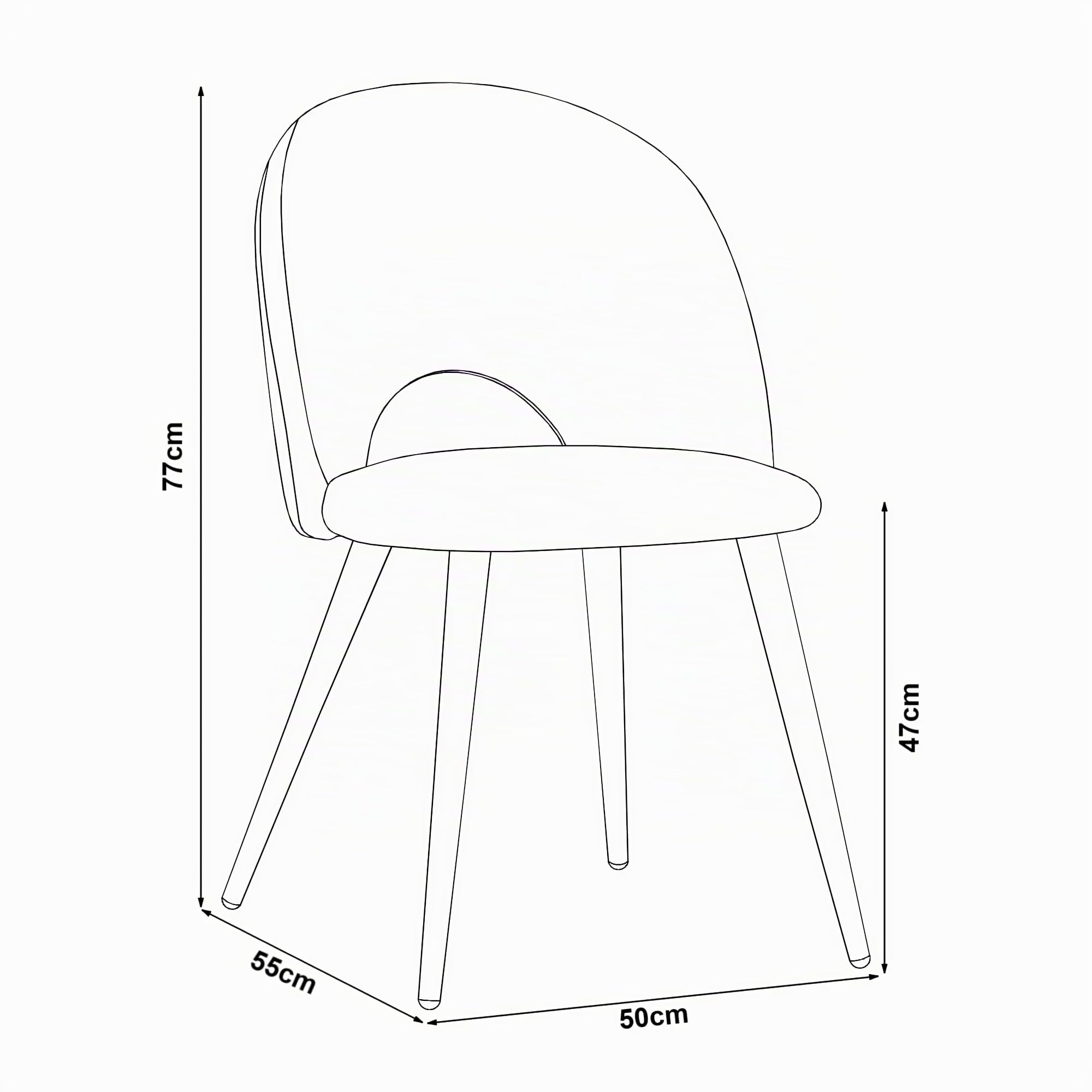 [en.casa] Esszimmerstühle Karijoki 2er Set Küchenstühle Lehnstuhl skandinavisch Polsterstuhl Samt mit Rückenlehne Stühle mit Metallfüße 77 x 50 x 55 cm Beige/Holzoptik