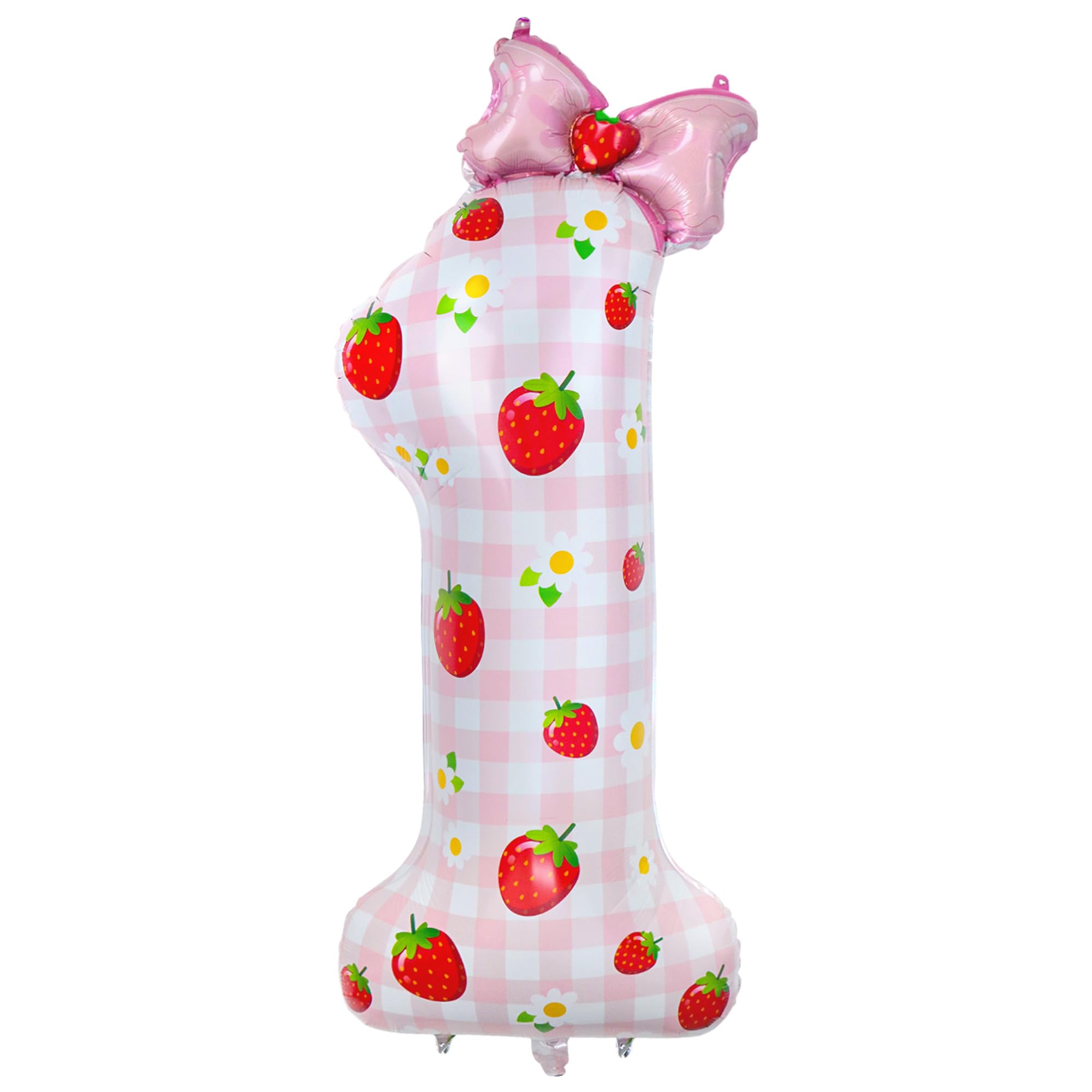 40 Inch Strawberry Number 1 Foil Balloon Berry First Birthday Decor Pink 1 Balloon with Bow Large Strawberry One Balloons for 1st Birthday Decorations Girl Baby Shower Strawberry Party Decor Supplie