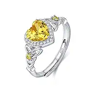 Accver Celtic Sterling Silver Birthstone Ring for Women, Adjustable Size Trinity Knot Heart Design 925 Silver January Garnet Ring, Meaningful Birthday Gift for Girlfriend, Wife, Mom