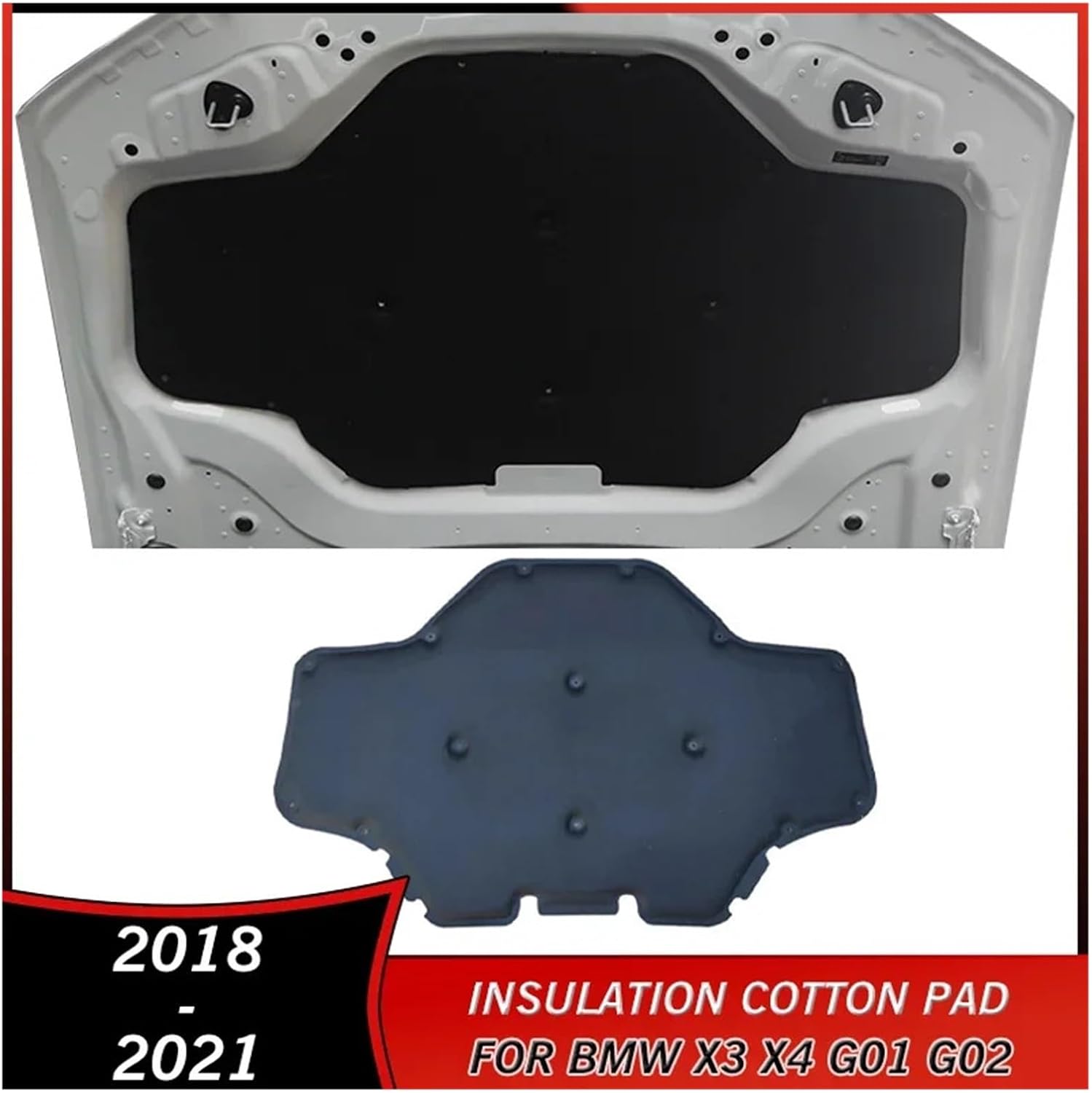 エンジン熱遮音綿パッド、BMW X3 X4 G01 G02 2018 2019 2020 2021