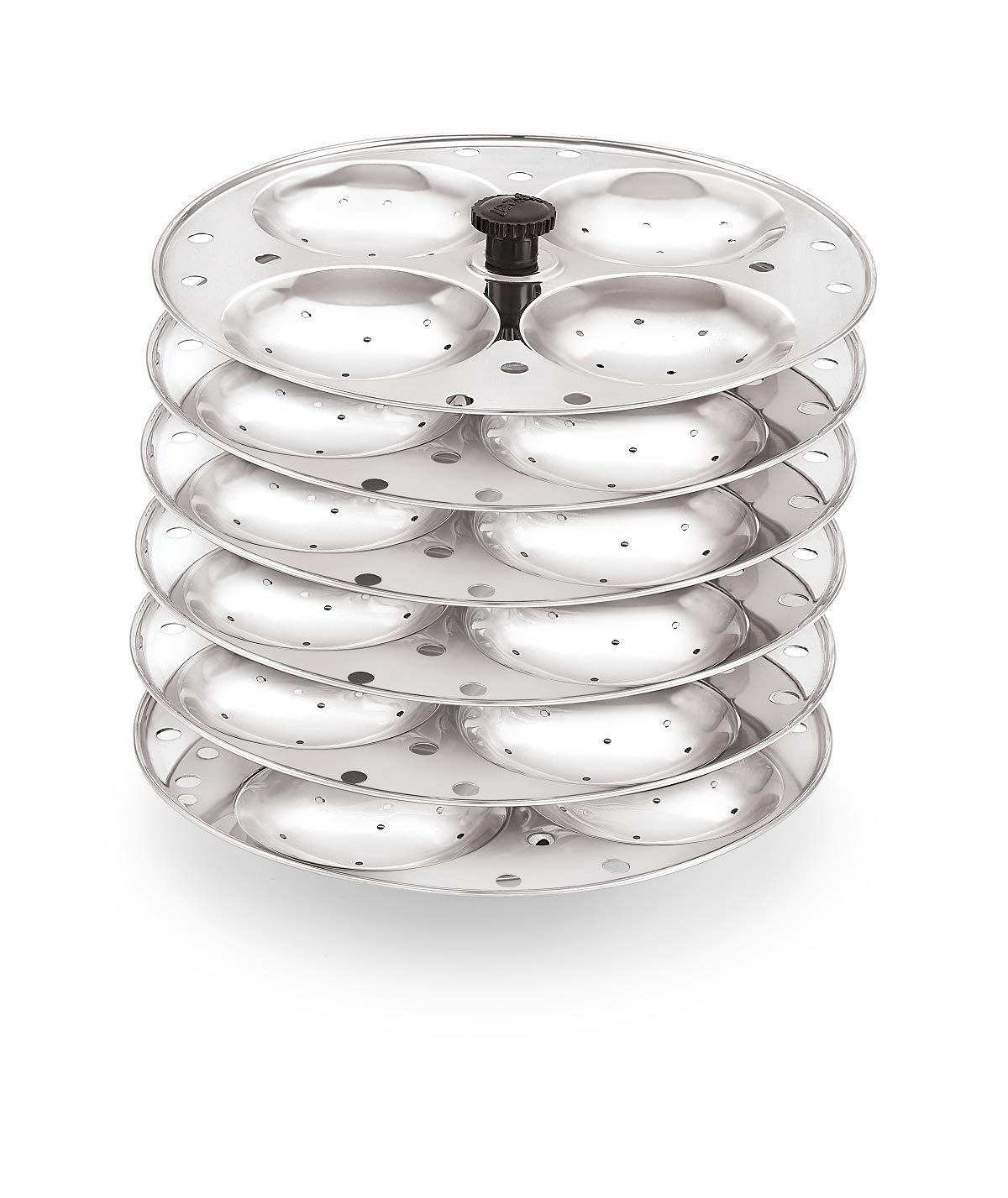 Komal Stainless Steel 6 Idli Plates - 24 Idlis Deep Idli Plates Idli Stand for 10 Litre Suitable for Outer Lid Cooker Plump Fluffy Idli Mold plates - Large-image-32