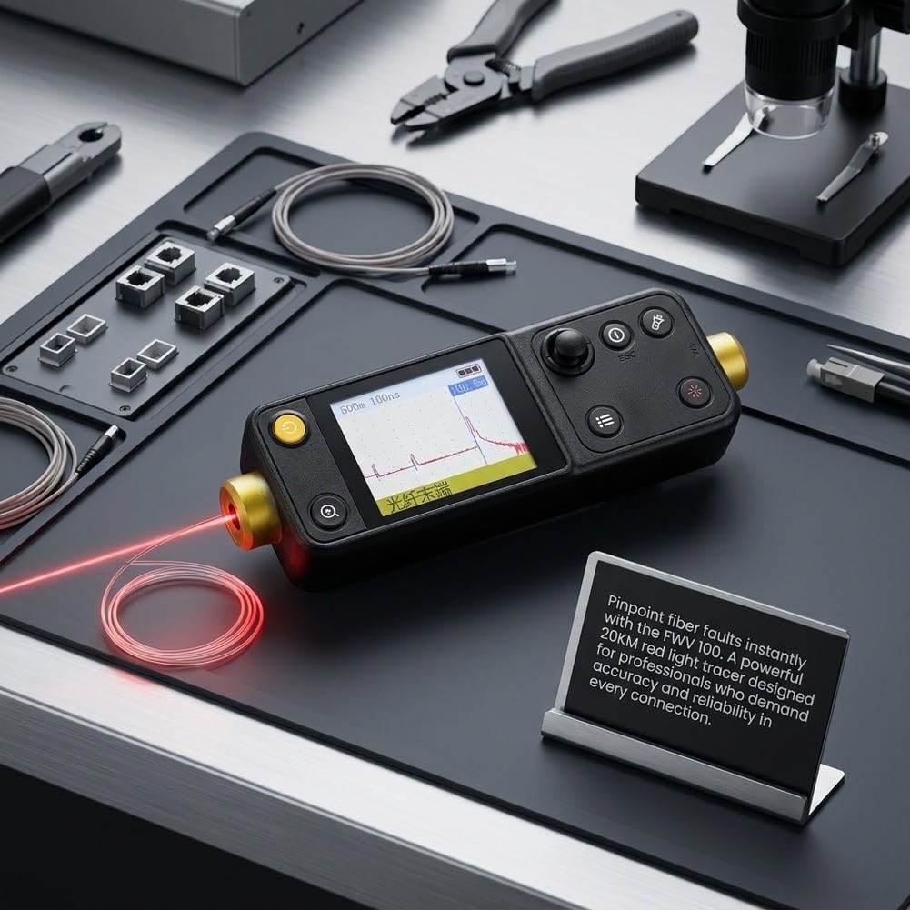 Localisateur visuel de défauts Testeur de fibre Portée 20 km Stylo lumière rouge pour câble optique Détecteur de point d'arrêt Adaptateur FC inclus
