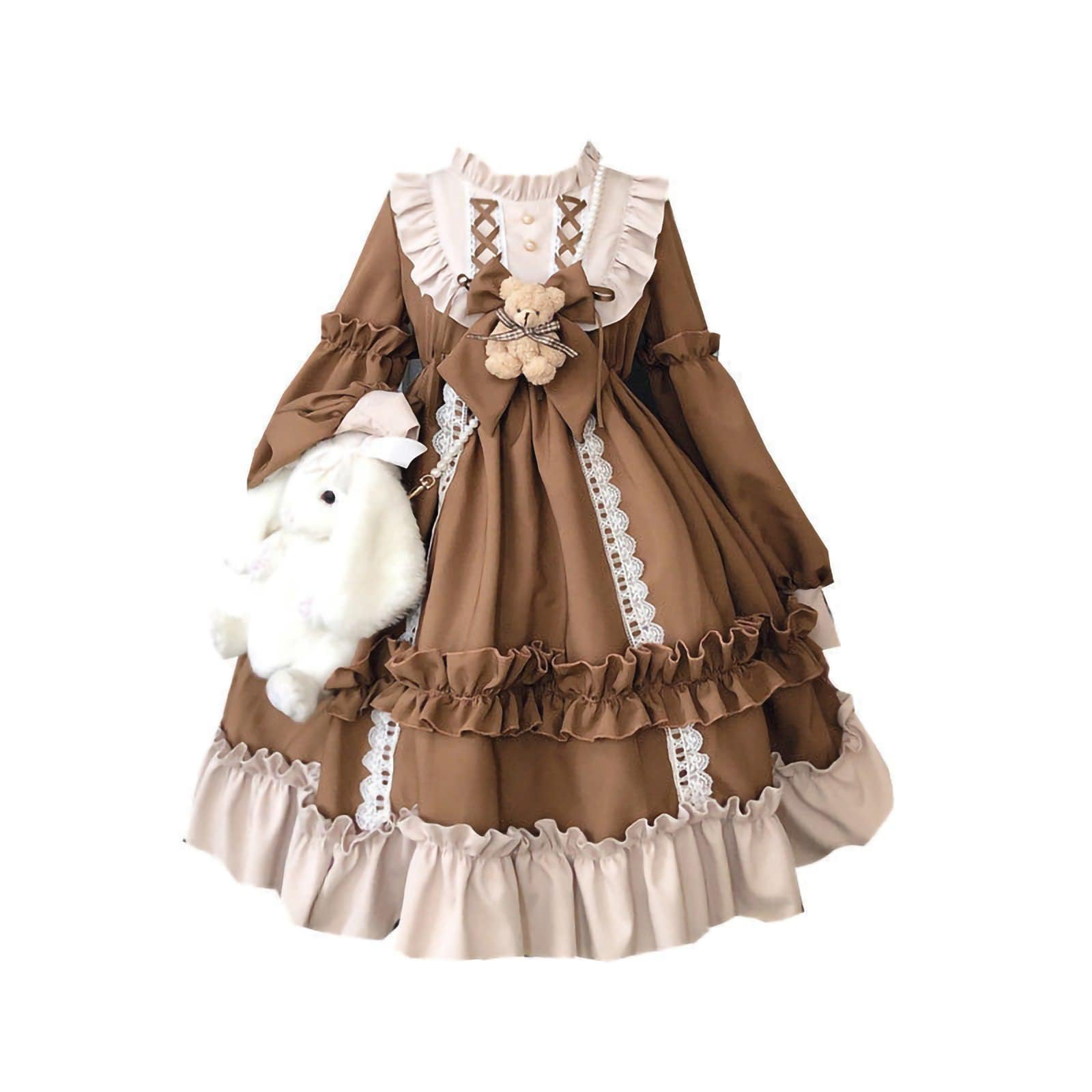 Girls Lolita Princess Dress Kawaii Long Sleeve Chiffon Skirt Cute Girl Dress