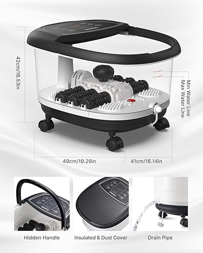 Miniatura 6 de RENPHO Masajeador de baño de spa de pies, spa motorizado de pies con calor y masaje y chorros, chorros de burbujas, masajeador de pies Shiatsu,