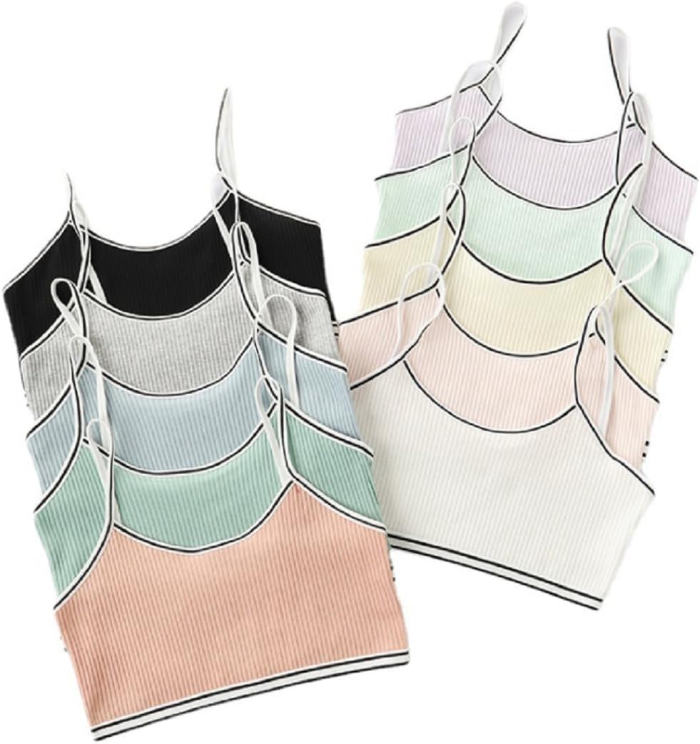 Girls Cotton Training Bra Stretch Spaghetti Strap Cami Crop Bralette