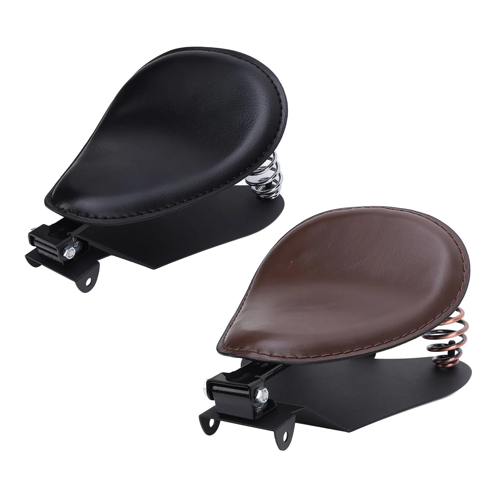 Poduszka Poduszka siedzenia motocykla z zestawem wsporników sprężynowych sztuczna skóra mocne wsparcie pasujące do motocykla retro Motocykl Siedzisko(Black)