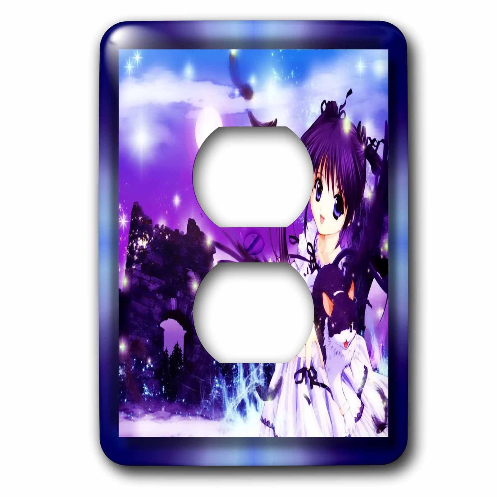 Cache 2 prises 3dRose lsp_28757_6 Crystal Dream Anime pour harmoniser vos murs blancs