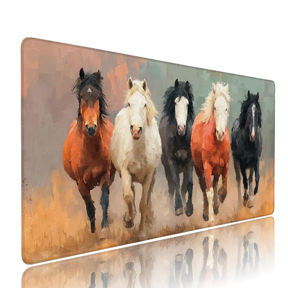 Tappetino Mouse Gaming xxl Accessori Scrivania Ufficio Grigio Cavallo Grande Tappetino Mouse e Tastiera Sottomano da Scrivania 1200x600x3mm Base Antiscivolo, per PC Gamer Laptop Studio Casa d-679