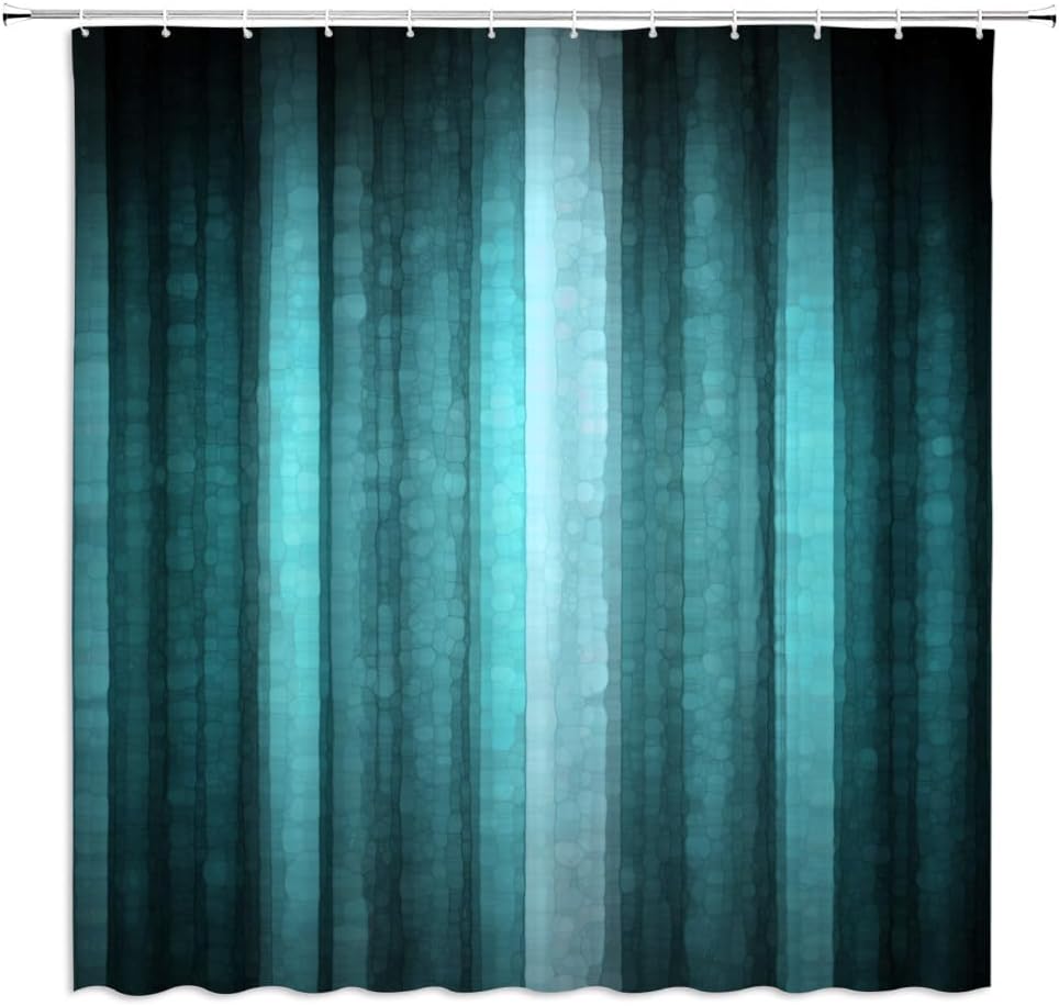 AMFD Teal Striped Shower Curtain Abstract Mosaic Ombre Texture Modern Elegant Art Creative Fabric Bathroom Decor Set Include Hooks.（67" Wx70 H）
