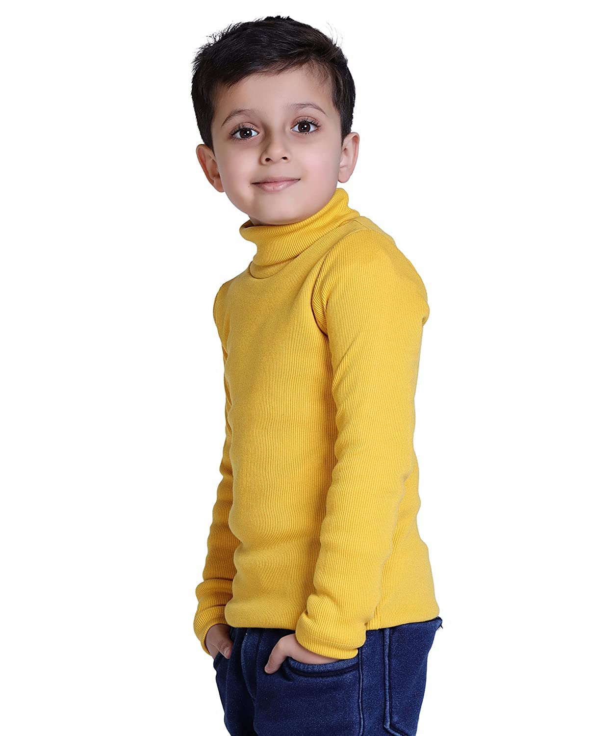 Hivata Hyneck Sweater Baby Casual Winter Full Sleeve Kids Every Wear High Neck for Baby Boys and Baby Girls Skivvy/Skeeve/Skivi Sweater Set Yellow Color (4 Years - 5 Years) 1