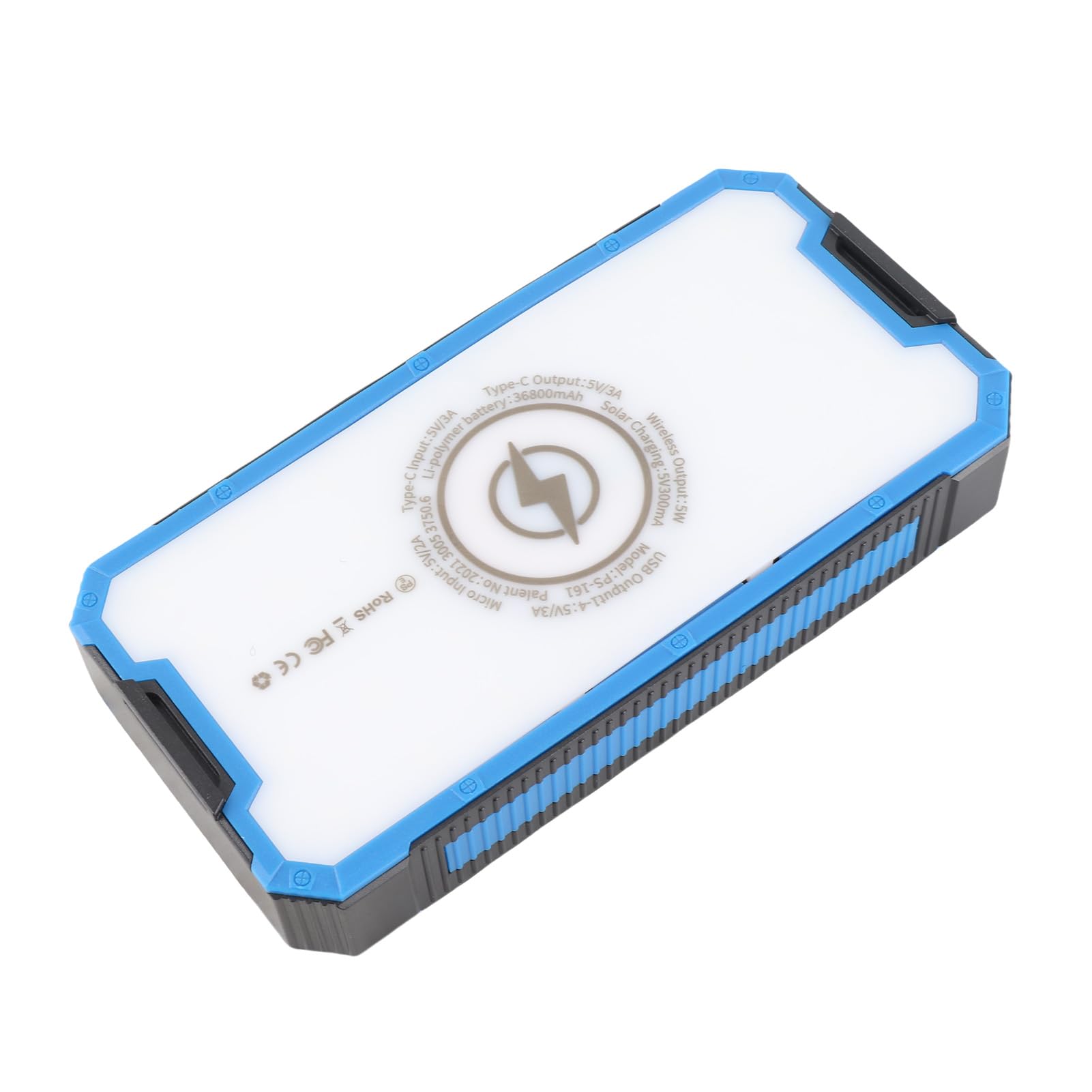 Solar Power Bank 36800mAh Ricarica Wireless Veloce Alta Sicurezza per Campeggio, Escursionismo, Viaggi Materiale ABS