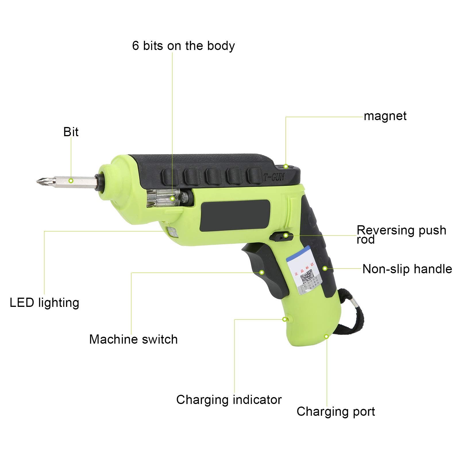 Set di Trapano Avvitatore a Batteria a LED con Vite Ricaricabile a Pistola 1500 Mah per Riparazioni Elettriche su Mobili