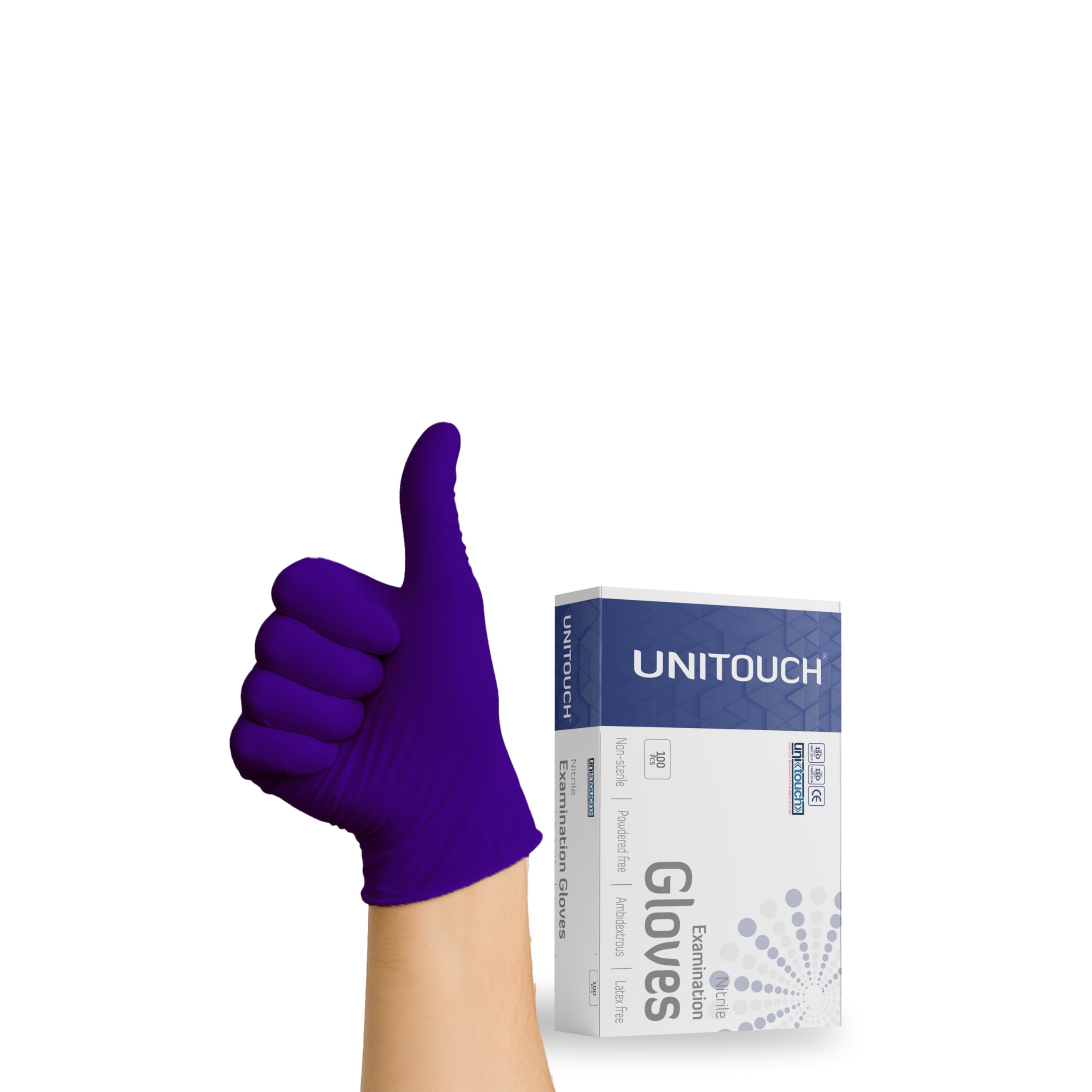 Unitouch Nitrile Powdered Free Examination Gloves Pack of 30 Pcs (Purpel) (XS)