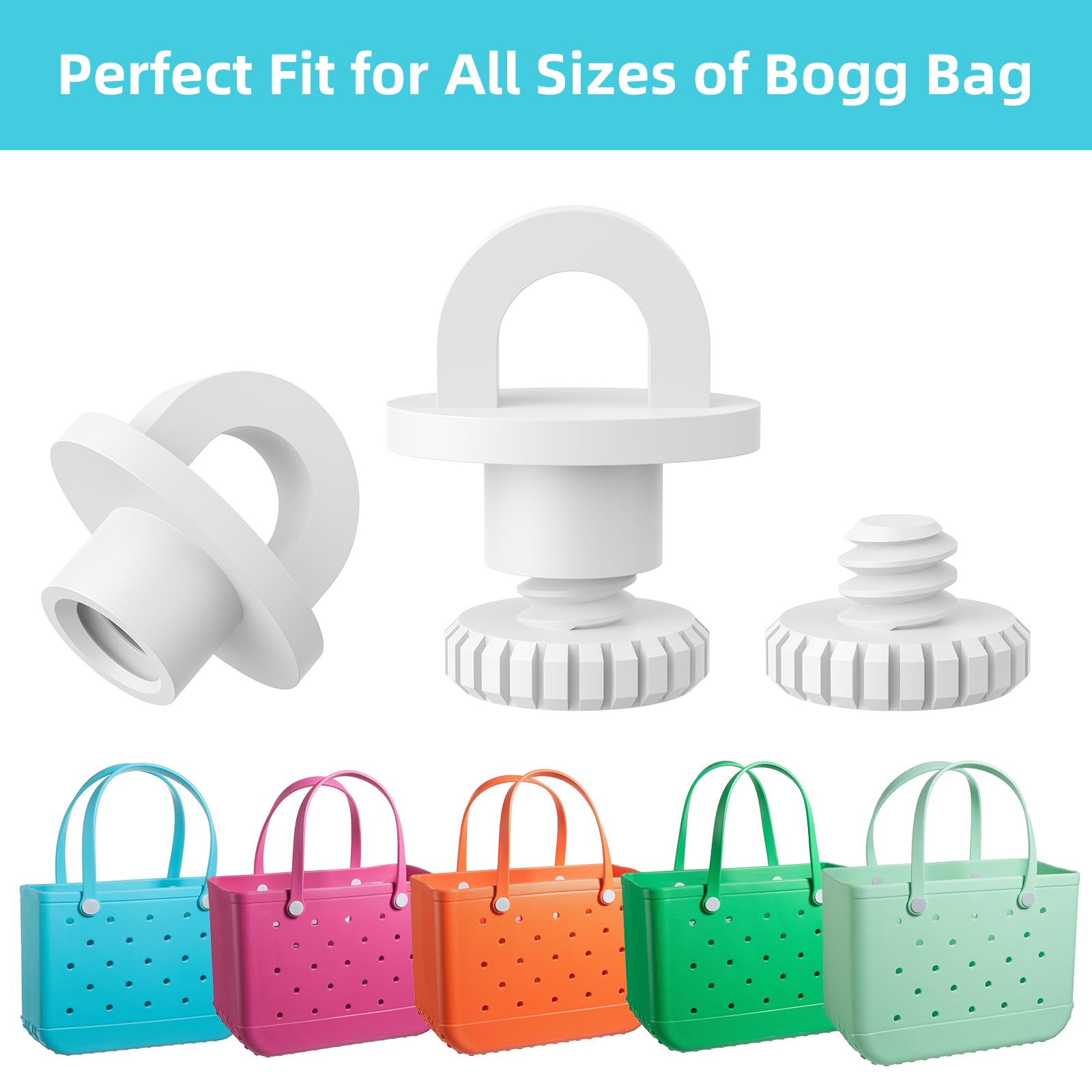 ARSUNOVO 4Pcs Hook Accessories for Bogg Bag, Insert Charms Key Holder Compatible with Beach Bag, Keychain Hanger for Simply Southern Bag(White)