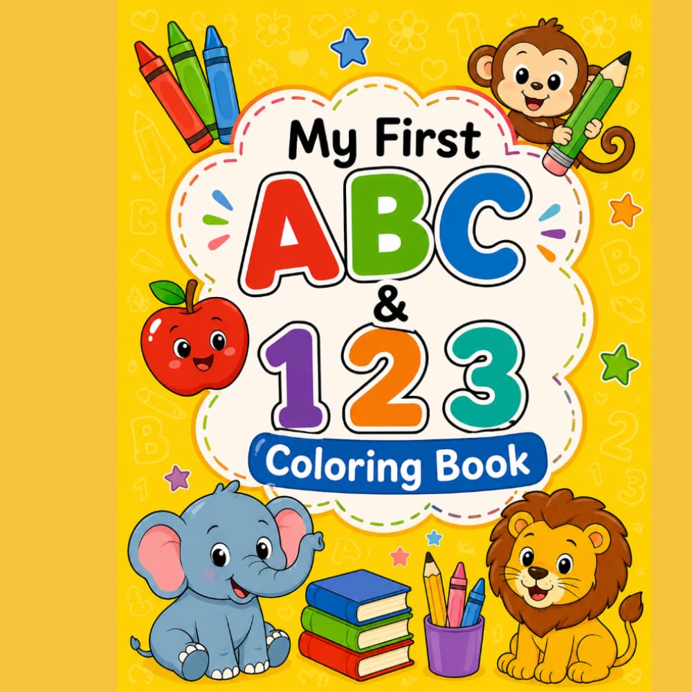 My First ABC & 123 Coloring Book, Fun Coloring Pages perfect for preschool: Discover the alphabet and numbers with adorable images that correspond to each letter in the alphabet