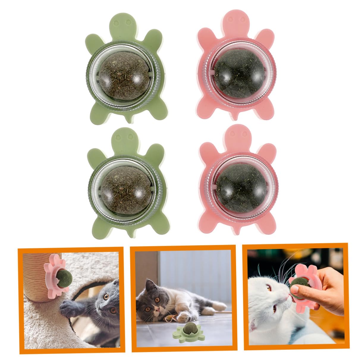 BESPORTBLE 4 Pièces Boules d'herbe à Chat Interactive Cat Toy Jouets interactifs pour Chat Jouets Chaton Boules de Dents de Chat pour Chat Boule à lécher pour Chat Jouets pour Chats PVC