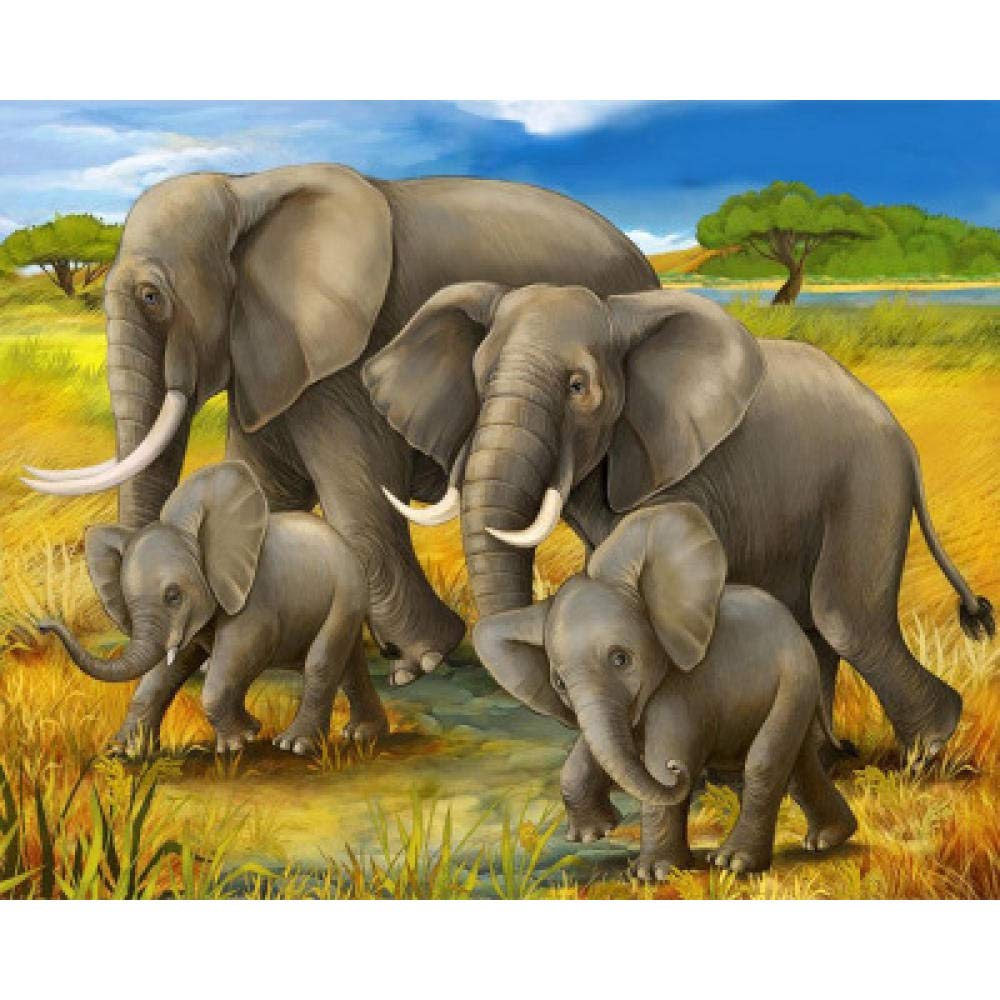 Peinture diamant 5D éléphant mosaïque kit broderie complet 40x50cm strass carrés