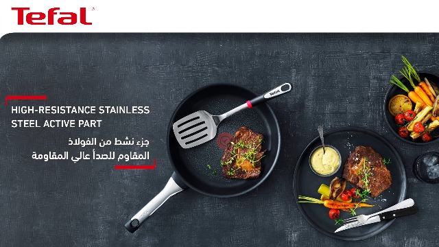 Tefal Ingenio INOX Écumoire - Ustensile De Cuisine Avec Anneau Silicone, 32,3 Cm, Compatible Lave-Vaisselle