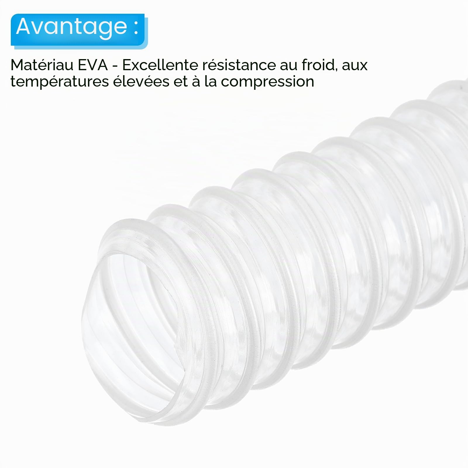 PATIKIL PVC Flexible Aspirateur Nettoyant Tuyau, 40mm ID 1m Longueur Poussière Collection Tuyau Utilisation avec Poussière Collecteurs pour Industriel Travail Bois Nettoyant, Blanc