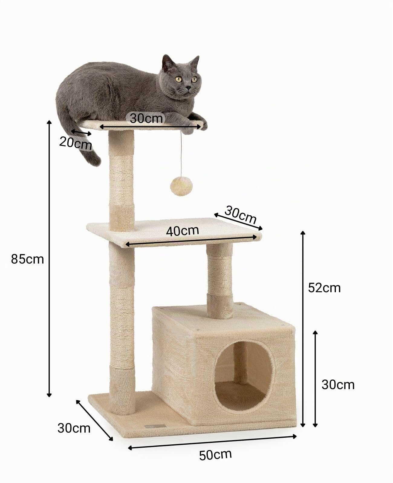 lionto Árbol rascador para Gatos Altura 85 cm, Beige