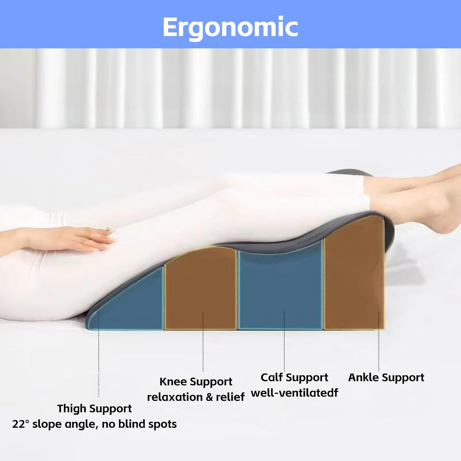 Leg Elevating Wedge Cushion Pillow for After Surgery, Blood Circulation, Leg Swelling Pain Relief, with New Face Down Prone Position for Reading (Dark Grey)