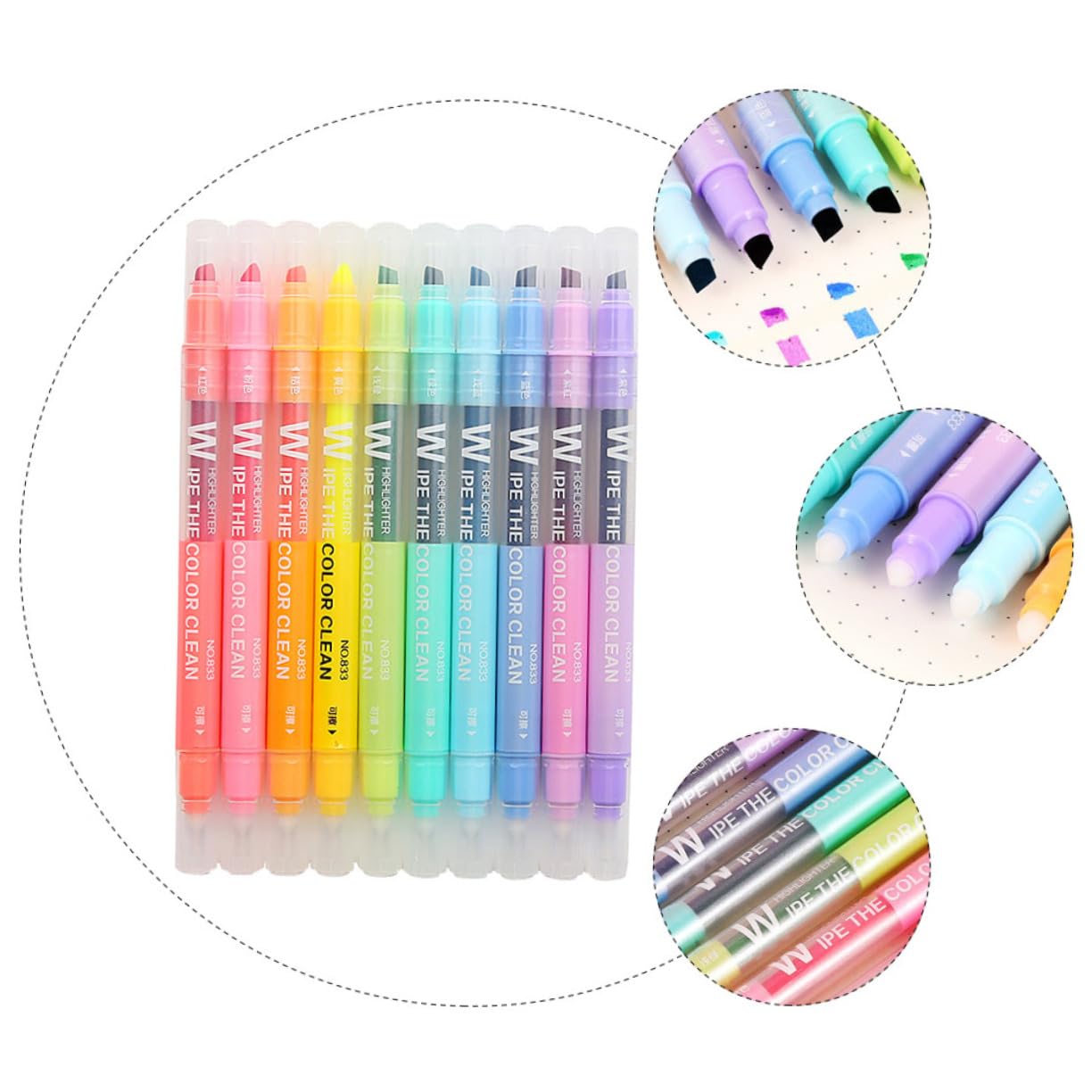 STOBOK 30pezzi Evidenziatori Colorati Doppia Punta Evidenziatori Pastello Riutilizzabili Per Studenti Cancelleria Creativa Per Appunti e Lettura Design Adorabile e Funzionale