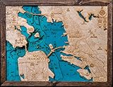 Beautifully Detailed! San Francisco 3-D Wood Map. Blue