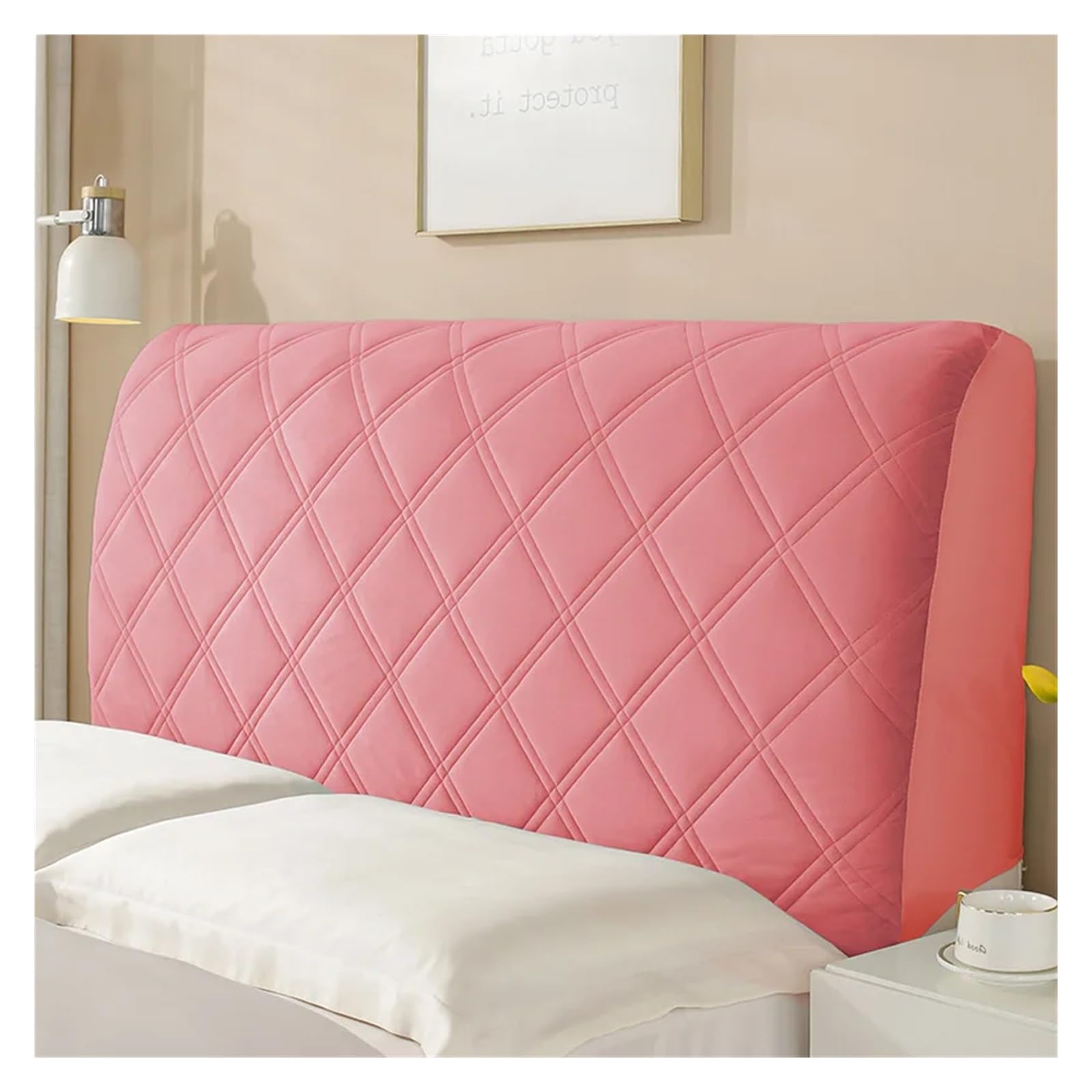 Ayztantine Bed Headboard Cover Bed Head Cover Velvet Thick Bedhead Covers Bed Head Protection Headboard Cover Bedroom Removable Bedside Cover(Rose,W180 x H70cm)