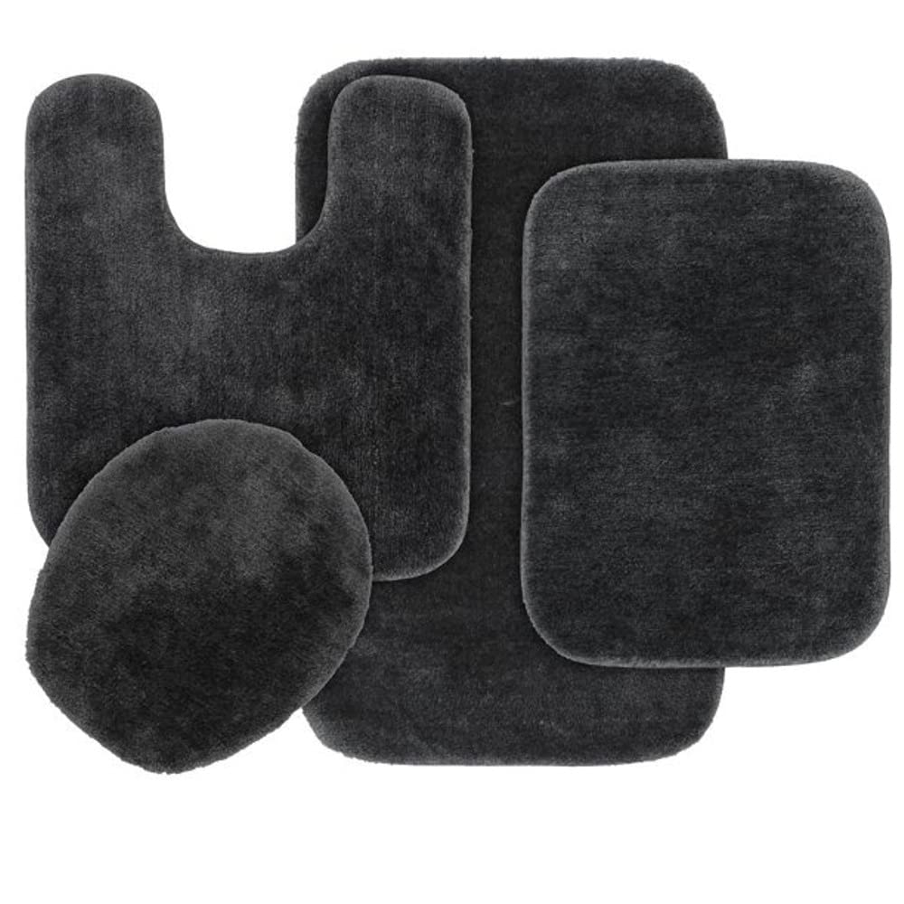 Soft Plush and Stylish Bathroom Rugs Sets 4 Piece Washable Skid Resistant Latex Backing Casual Style with Solid