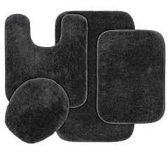 Soft Plush and Stylish Bathroom Rugs Sets 4 Piece Washable Skid Resistant Latex Backing Casual Style with Solid