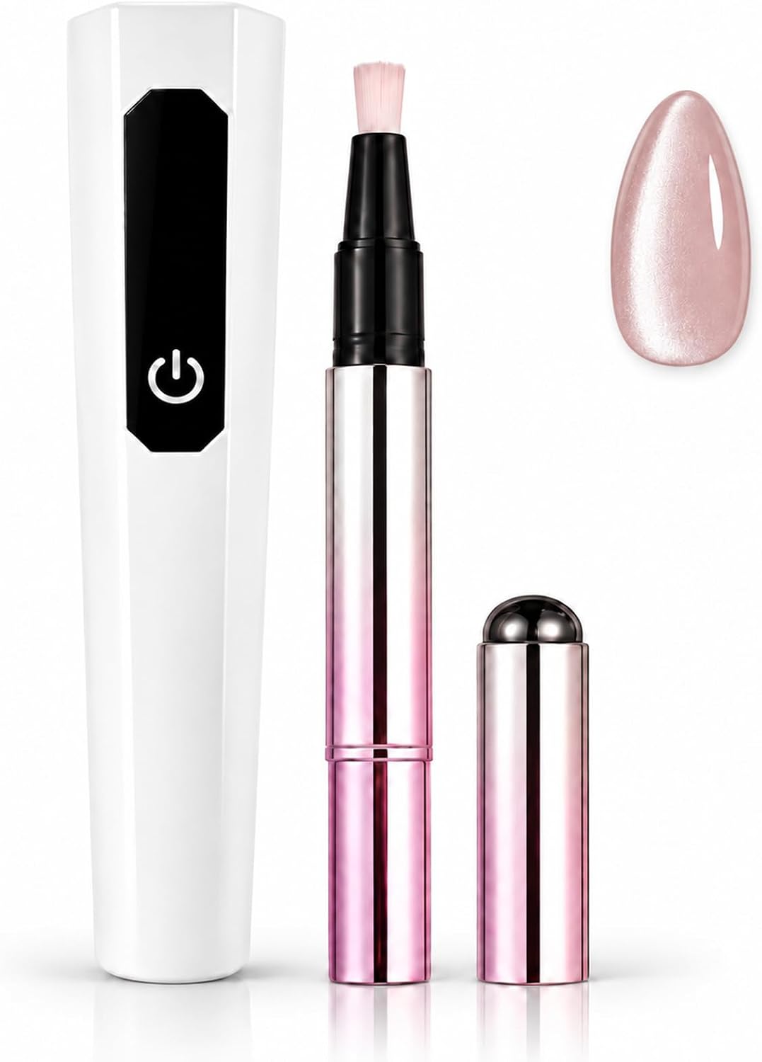 Manipen Gel Nail Polish Pen, All-in-One Nail Color Applicator with Built-In Brush, Magnet for Cat Eye Gel Polish and U/V Lamp, Portable Nail Art Pen for DIY Manicure, Travel & Touch-Ups (Beige)