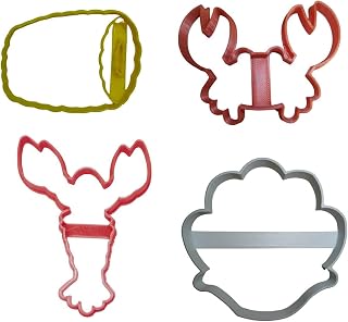 CLAM BAKE NEW ENGLAND SEAFOOD BOIL THEME SET OF 4 COOKIE CUTTERS MADE IN USA PR9050
