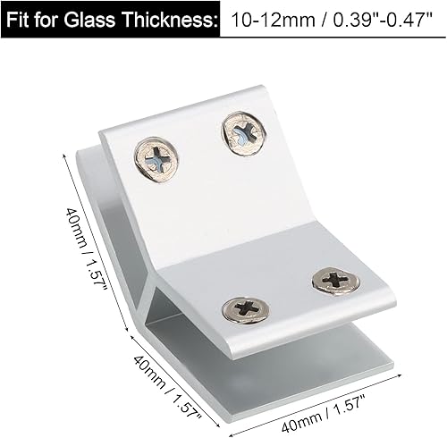 Miniatura 2 de uxcell Abrazadera de vidrio de 135 grados, para 0.394-0.472 in de grosor ajustable de doble cara soporte de estante de vidrio de aleación de
