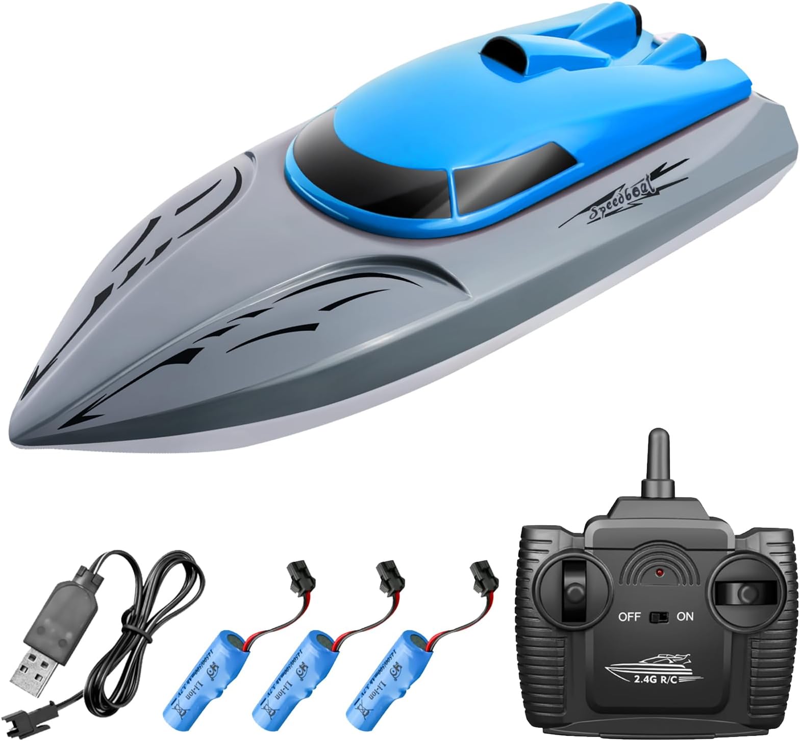 OUNA 806 2.4G RC Boat Remote Control Boat 20KM/h Waterproof Toy High Speed RC Boat Racing Boat Gift for Kids