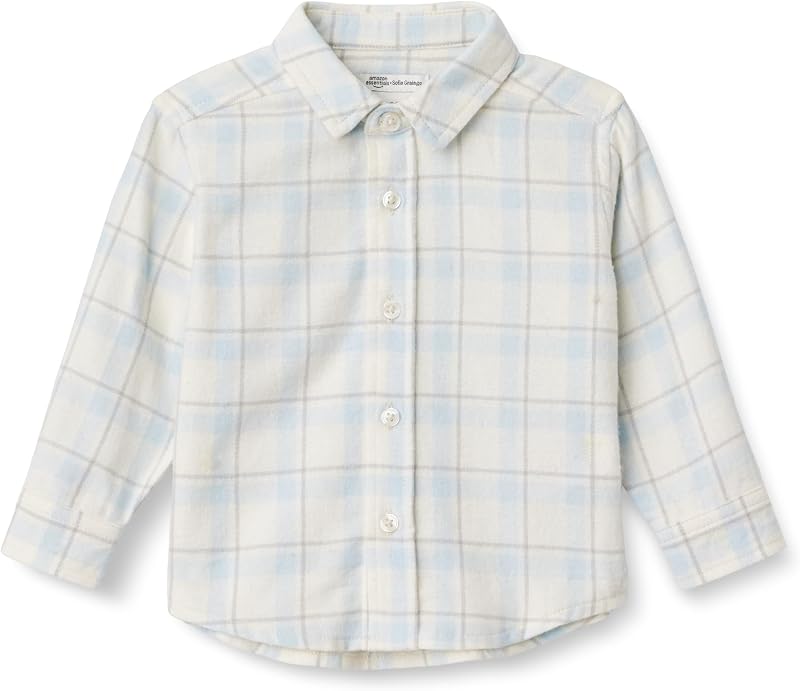 Amazon Essentials x Sofia Grainge Camisa de franela a cuadros con botones para niños pequeños y bebés