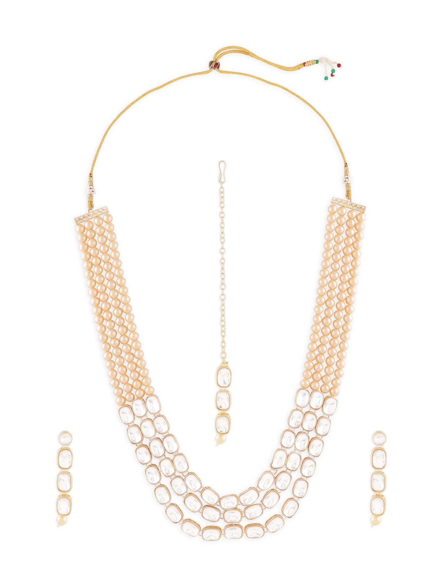 ZAVERI PEARLS Gold Tone Multistring Beaded Dazzling Stones Necklace Earring & Maangtikka Set For Women-ZPFK17317 (B0CTF69DD7) Amazon Price History, Amazon Price Tracker