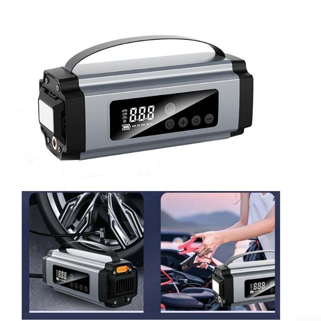 Jump Starter 600A Compressore D'aria 150PSI Auto per batteria Jump(6000mAh) | Corrente di picco 600 A, avvia motori a benzina/diesel, pressione massima 150 PSI, luce LED, ricarica USB-C