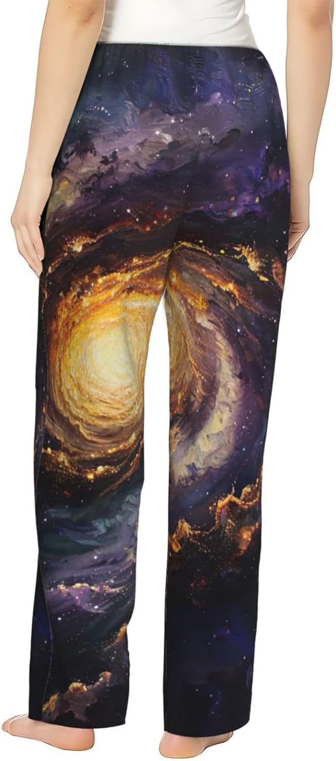 Galaxy Print Fashion Cozy Womens Flannel Pajama Pants,Perfect For Christmas And Everyday Wear