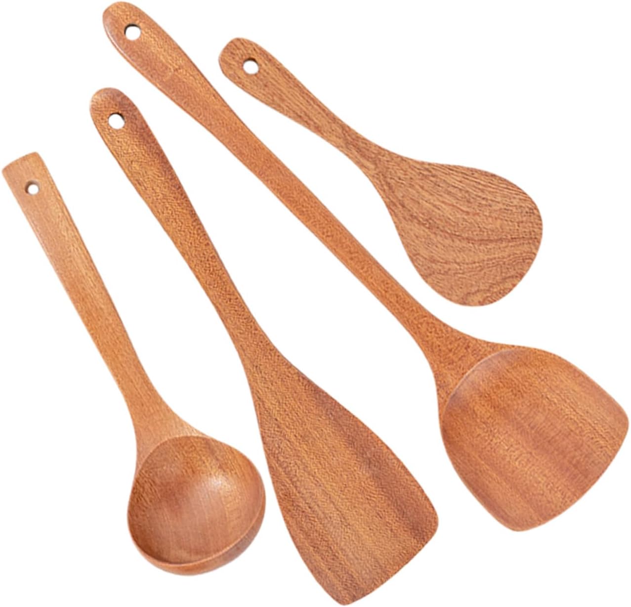 COLLBATH Wooden Cooking Spatula Utensils Kit for Nonstick Cookware Sturdy Wooden Spoons Hanging