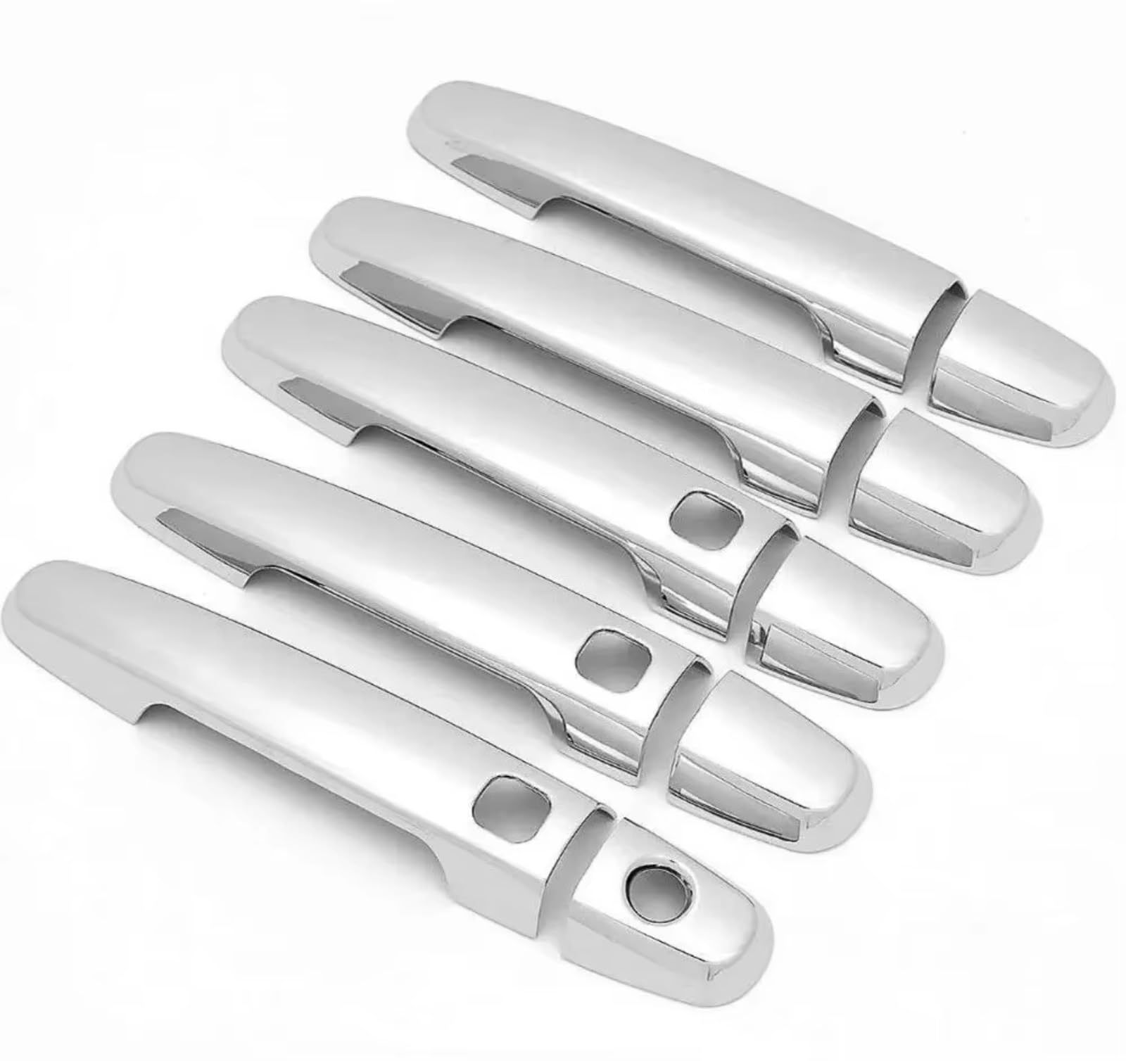 for Toyota for RAV4 2006-2013 Gloss Black Chrome Car Door Handle Covers Styling Accessories Car Exterior Door Handle(Silver 3 Buttons)