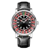 MASTOP Roulette Watch for Men Unique Rotating Dial Quartz Analog Watch Big Face Waterproof Luminous Leather Strap Fashion Wrist Watch