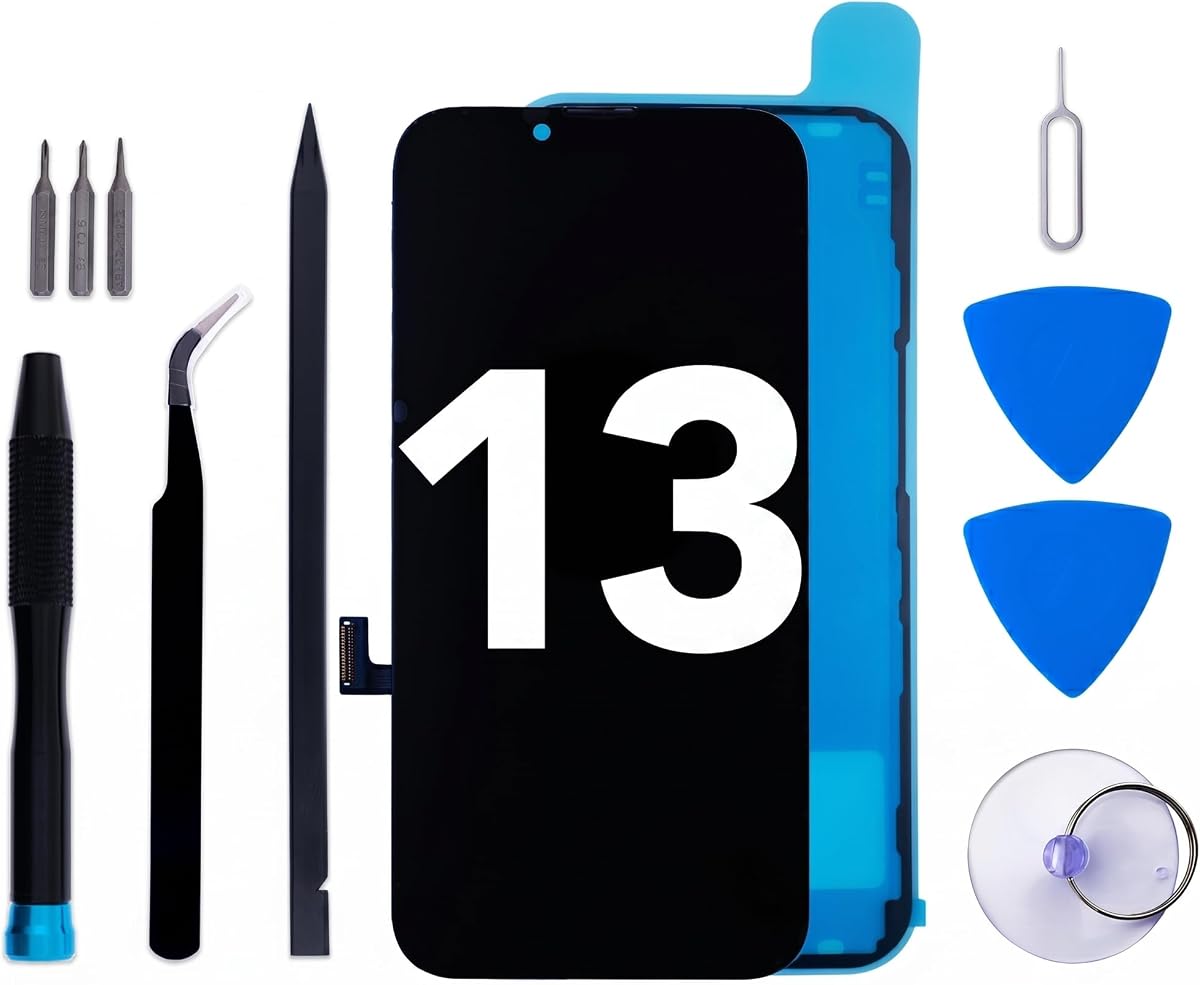 for iPhone 13 Screen Replacement kit, 6.1" LCD Display 3DTouch Digitizer Assembly with Frame Adhesive and Repair Tools (Model A2633/A2482/A2631/A2634/A2635)